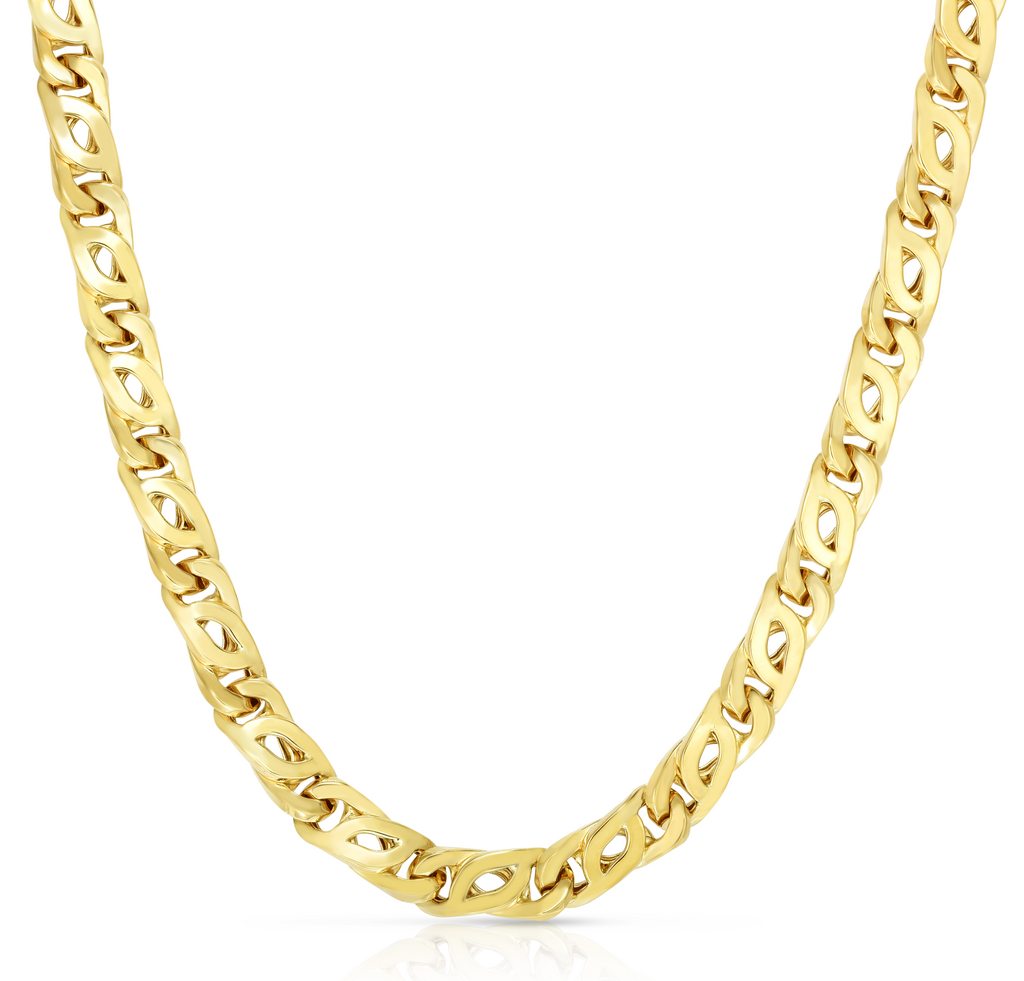 14K Gold Tiger Eye Link Chain Necklace – Monograms NYC