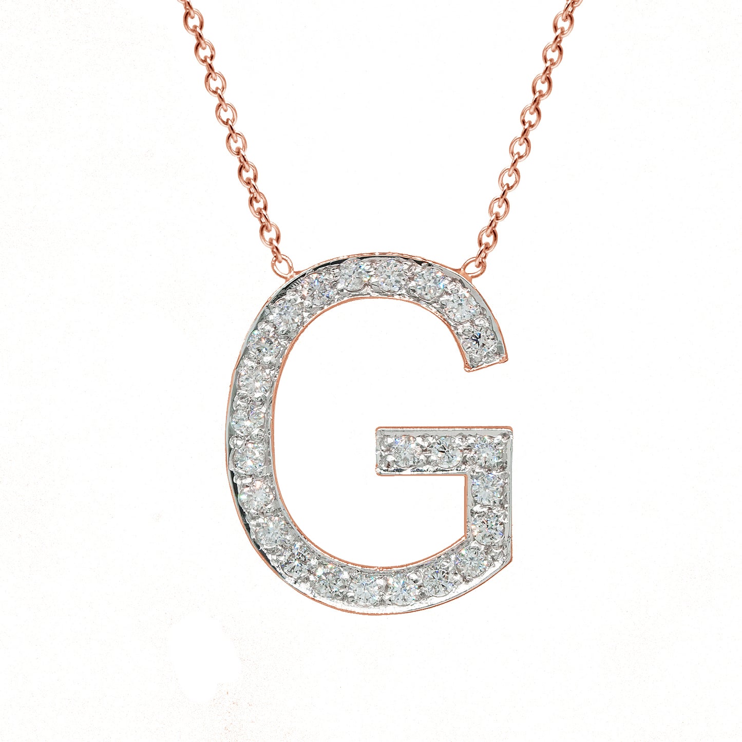 14K Gold and Diamond Pave Initial Necklace