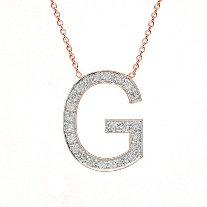 14K Gold and Diamond Pave Initial Necklace