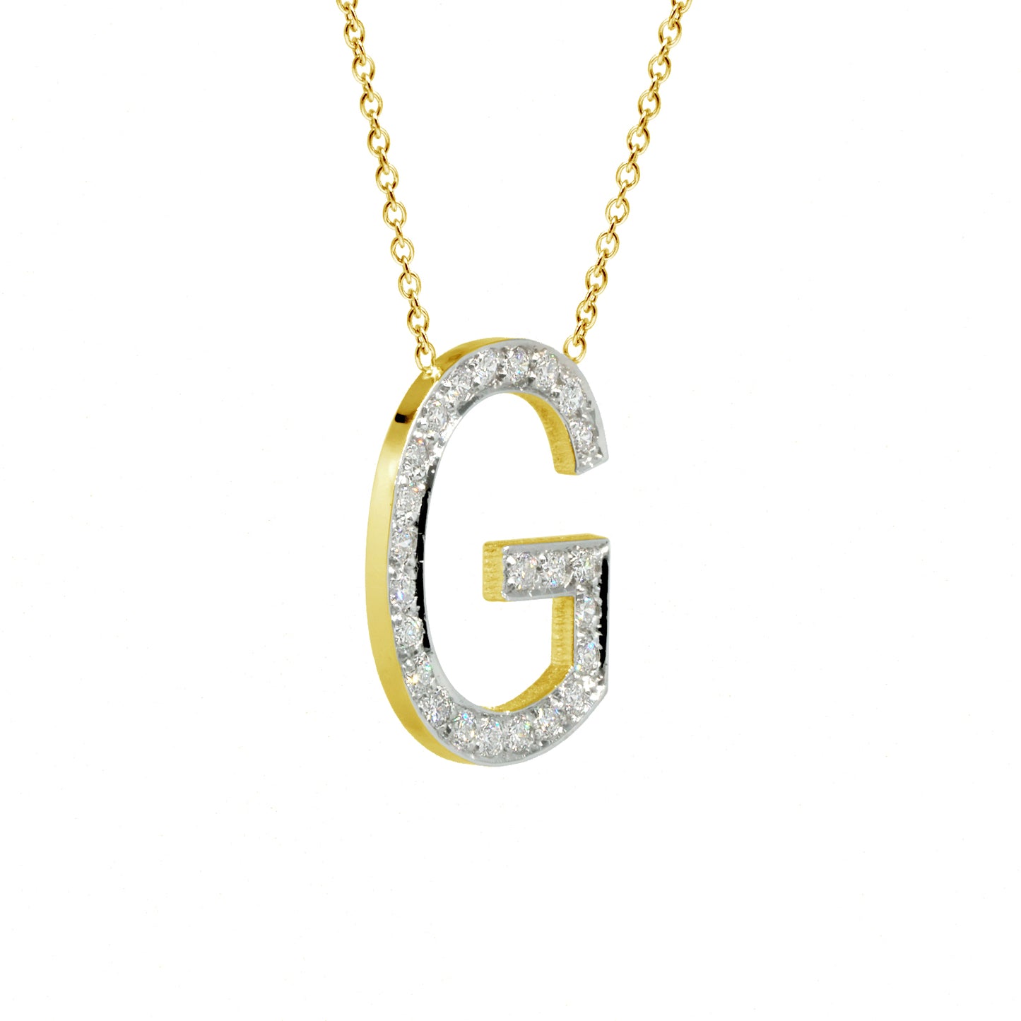 14K Gold and Diamond Pave Initial Necklace