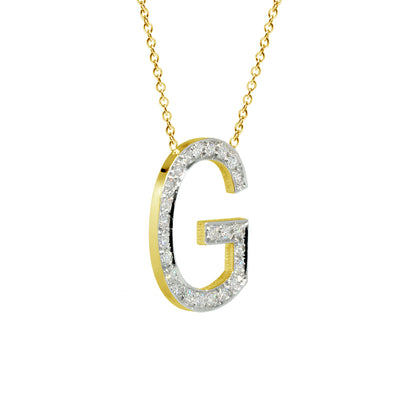 14K Gold and Diamond Pave Initial Necklace