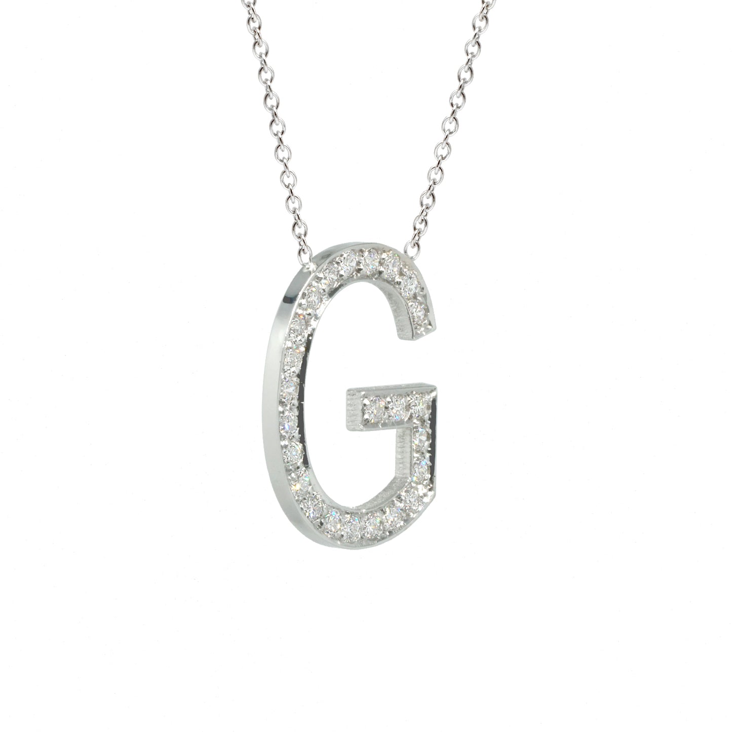 14K Gold and Diamond Pave Initial Necklace