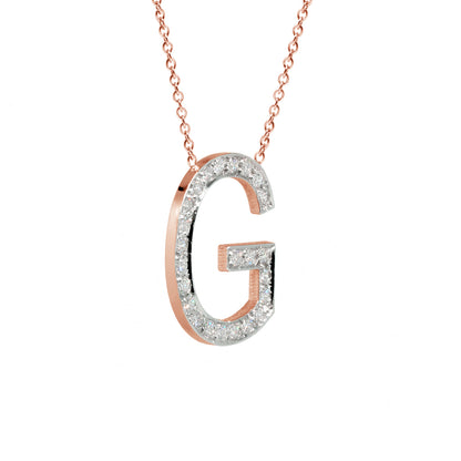 14K Gold and Diamond Pave Initial Necklace