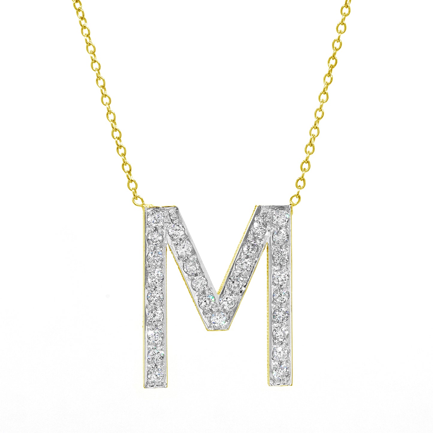 14K Gold and Diamond Pave Initial Necklace