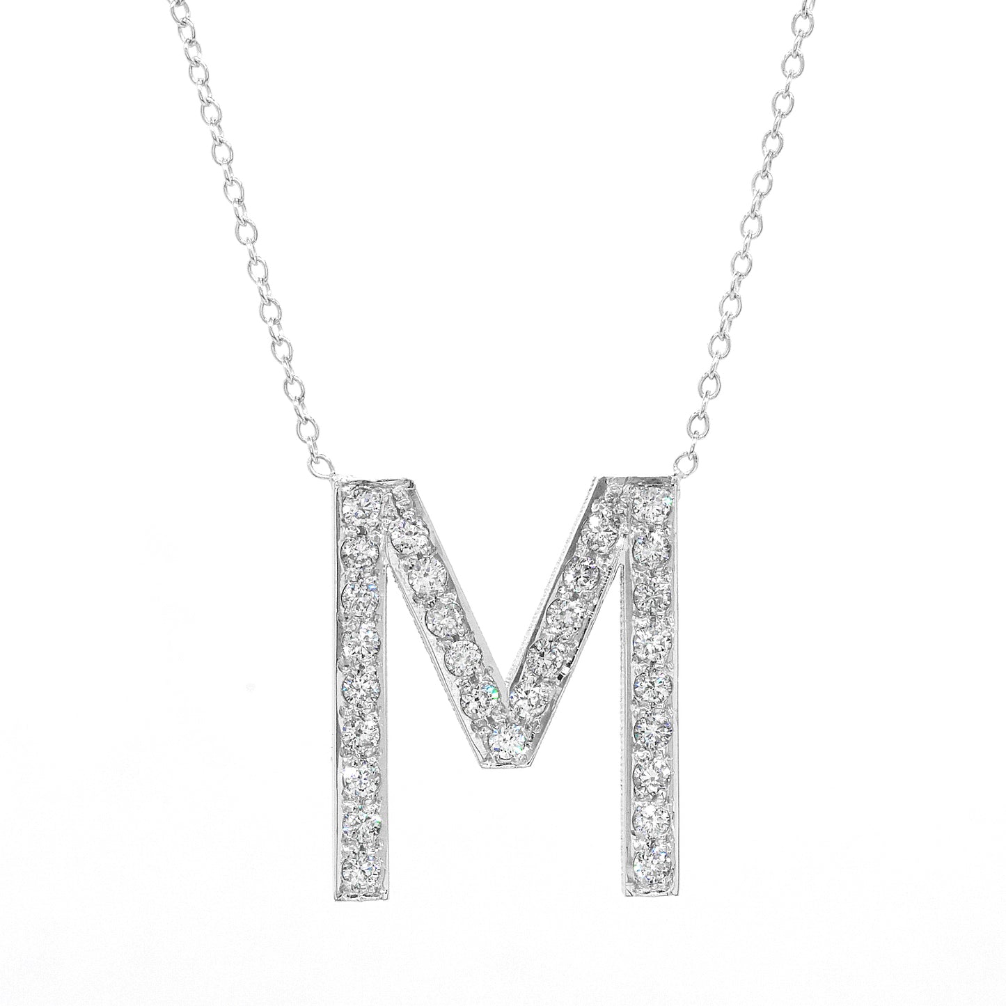 14K Gold and Diamond Pave Initial Necklace