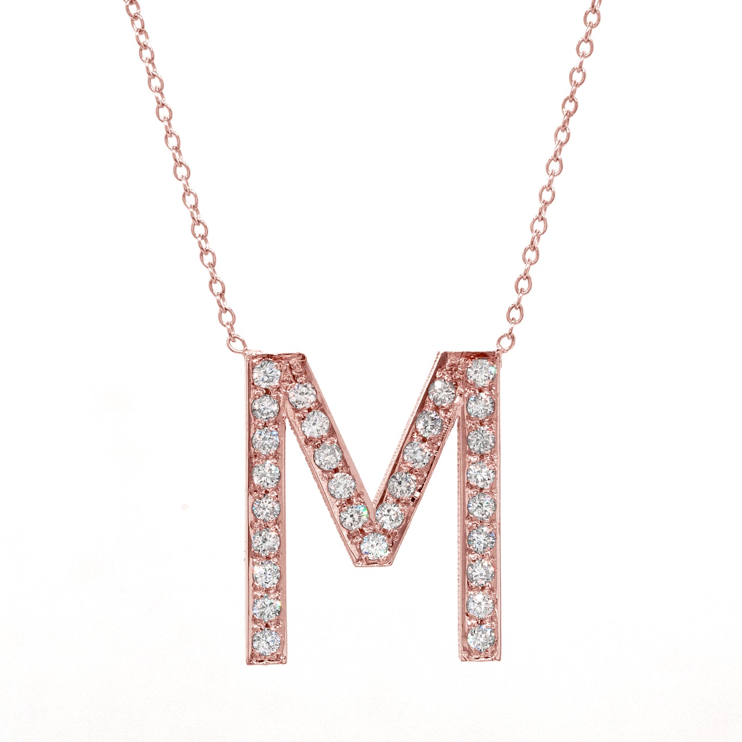 14K Gold and Diamond Pave Initial Necklace