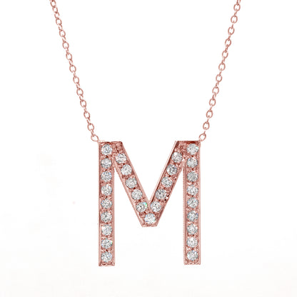 14K Gold and Diamond Pave Initial Necklace