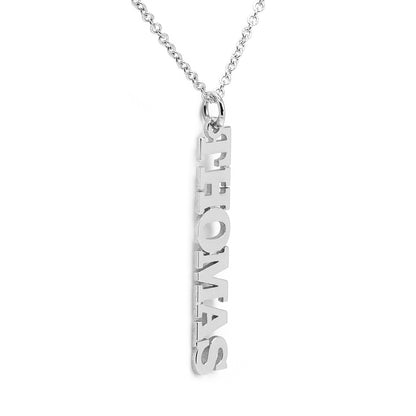 Personalized 14kt. Gold Vertical Nameplate Pendant | Serif Text