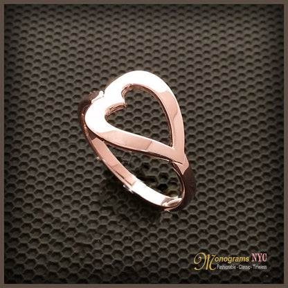 Hand Made 14kt. Gold Contemporary Open Heart Ring