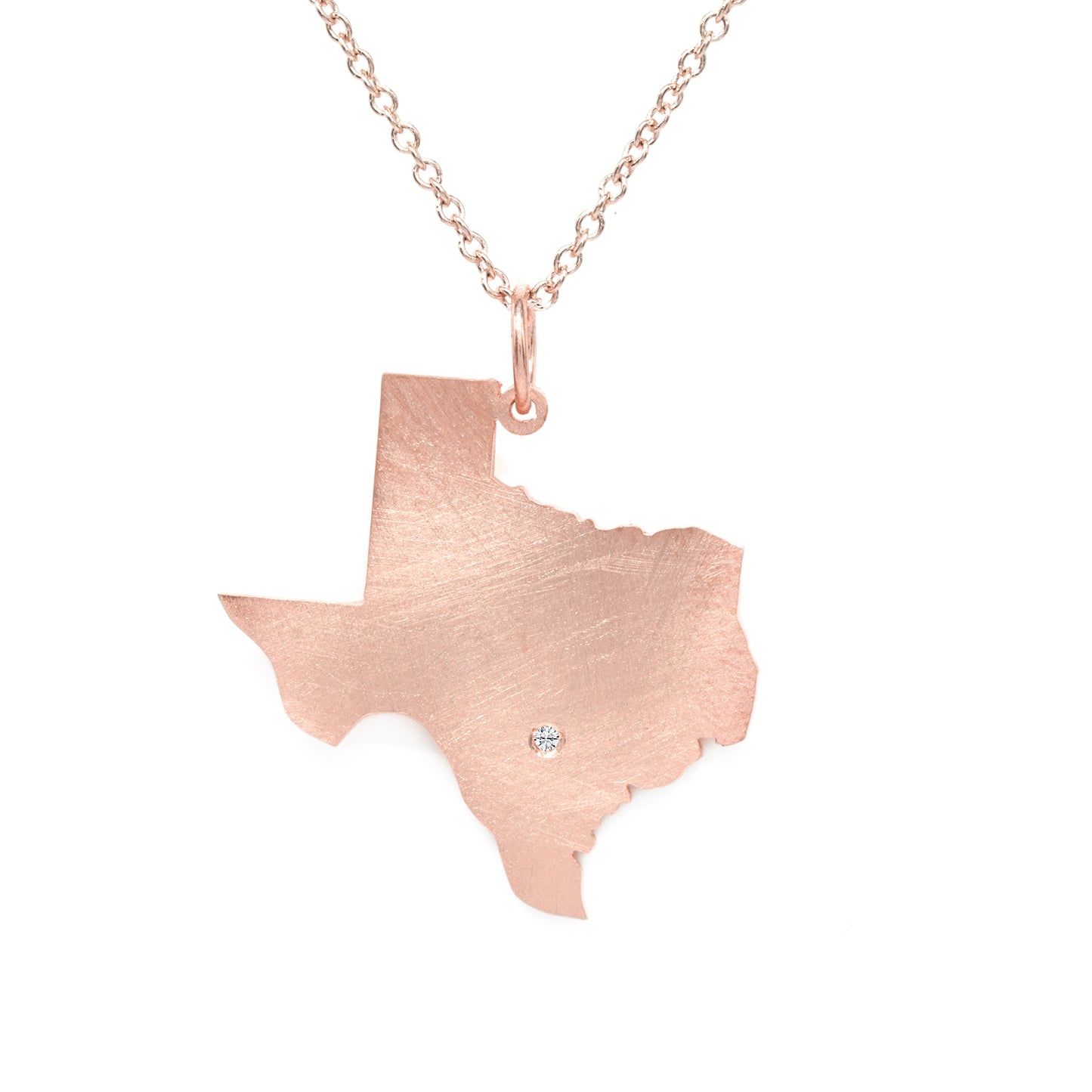 Custom State Pendant in 14K Gold and Diamond | Engravable