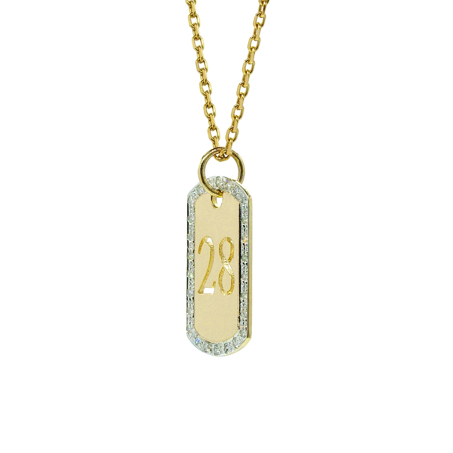 Diamonds Punch Out Dog Tag Pendant in 14K Gold | Numbers