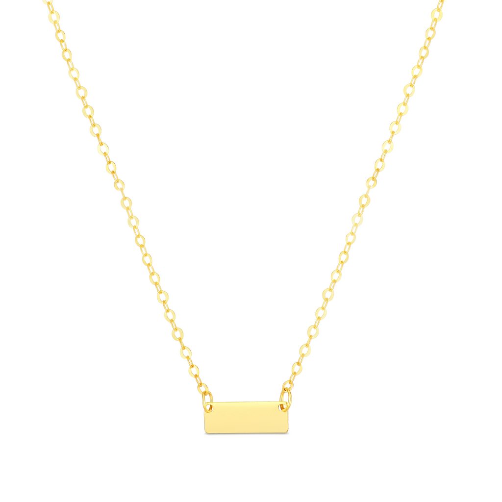 14K Mini Bar Pendant with Spring Ring Clasp