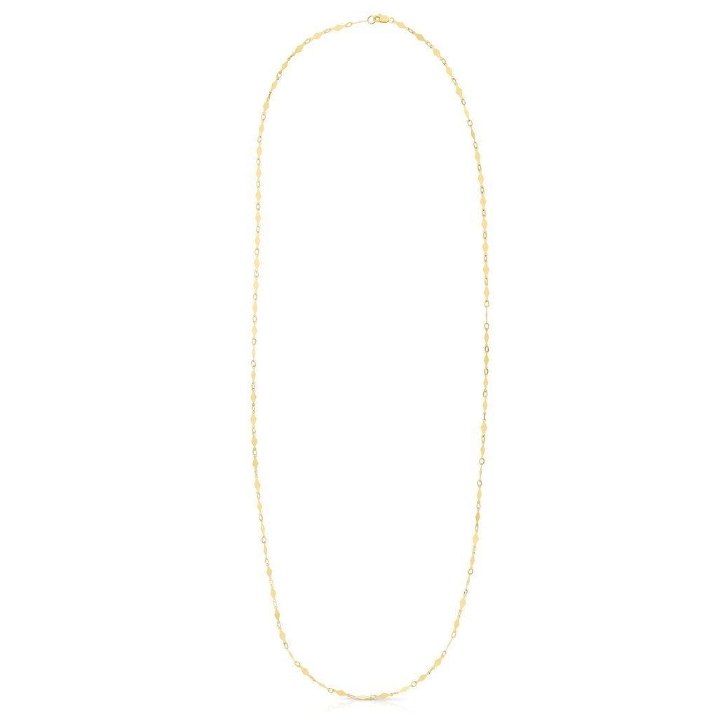 14K Gold Polished Diamond Shape Mirror Chain