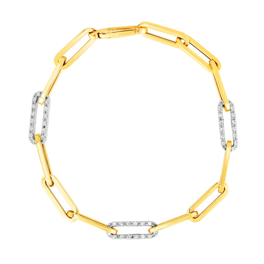 14K Gold Diamond Paperclip Chain