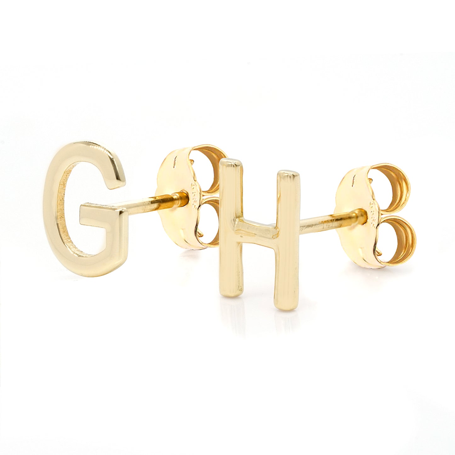 Customized Initial Stud Earrings in 14K Solid Gold