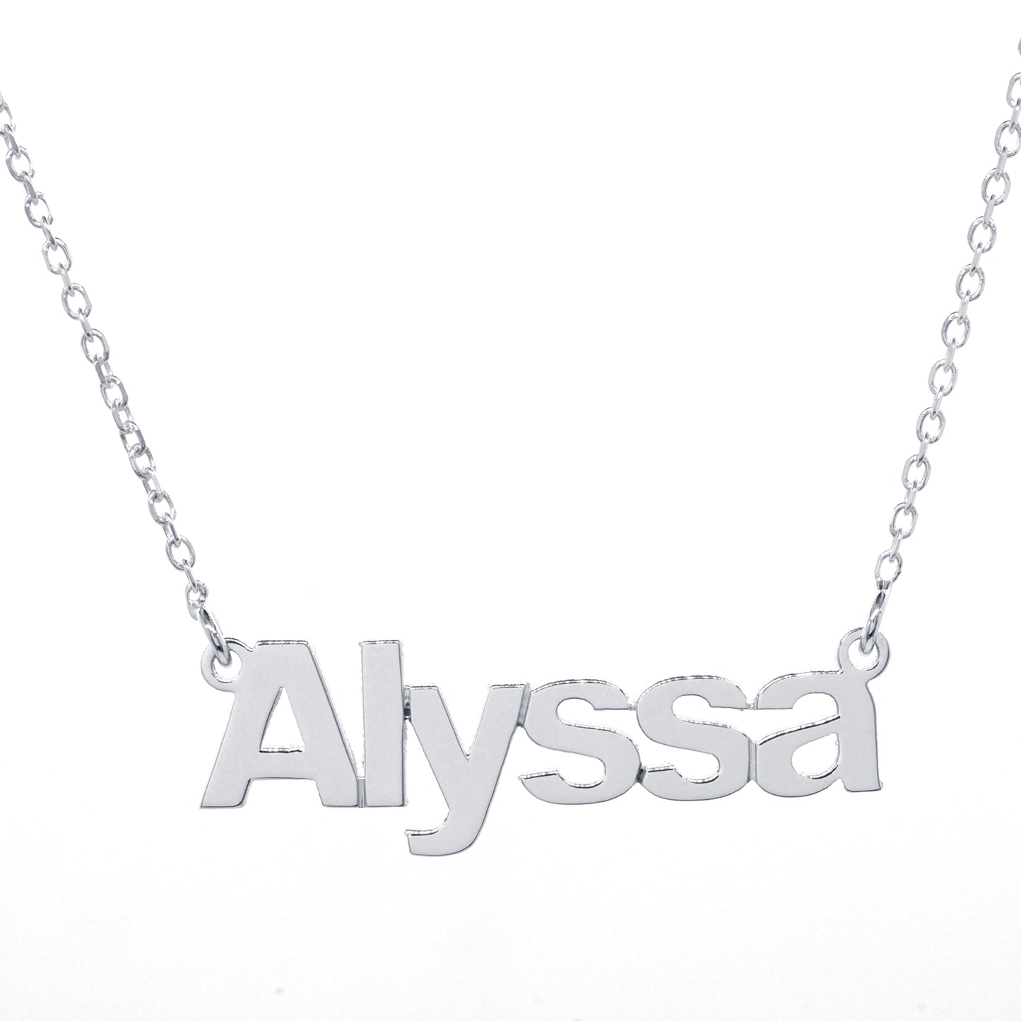 Personalized 14K Gold Modern Block Text Name Necklace