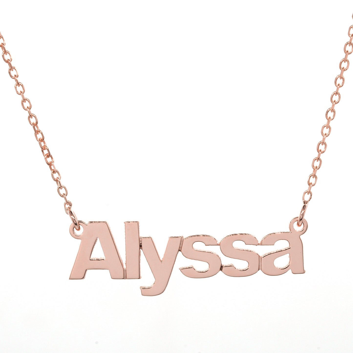 Personalized 14K Gold Modern Block Text Name Necklace