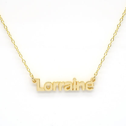 Personalized 14K Gold Modern Block Text Name Necklace