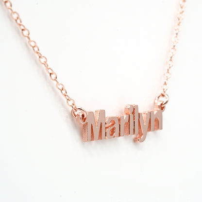 Personalized 14K Gold Modern Block Text Name Necklace