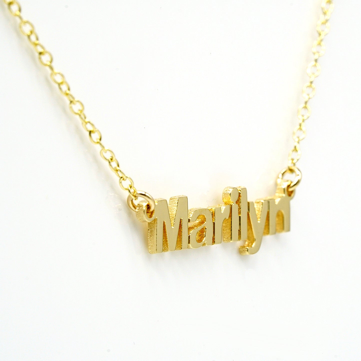 Personalized 14K Gold Modern Block Text Name Necklace