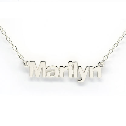 Personalized 14K Gold Modern Block Text Name Necklace