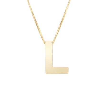 14K Gold Yours Truly Block Letter Initial Letter Necklace