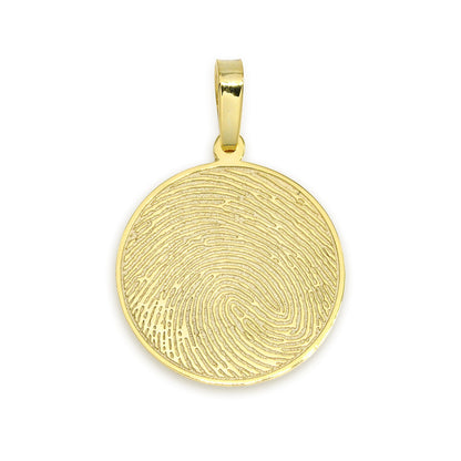 Custom Bezelled Fingerprint Round Pendant in 14K Gold