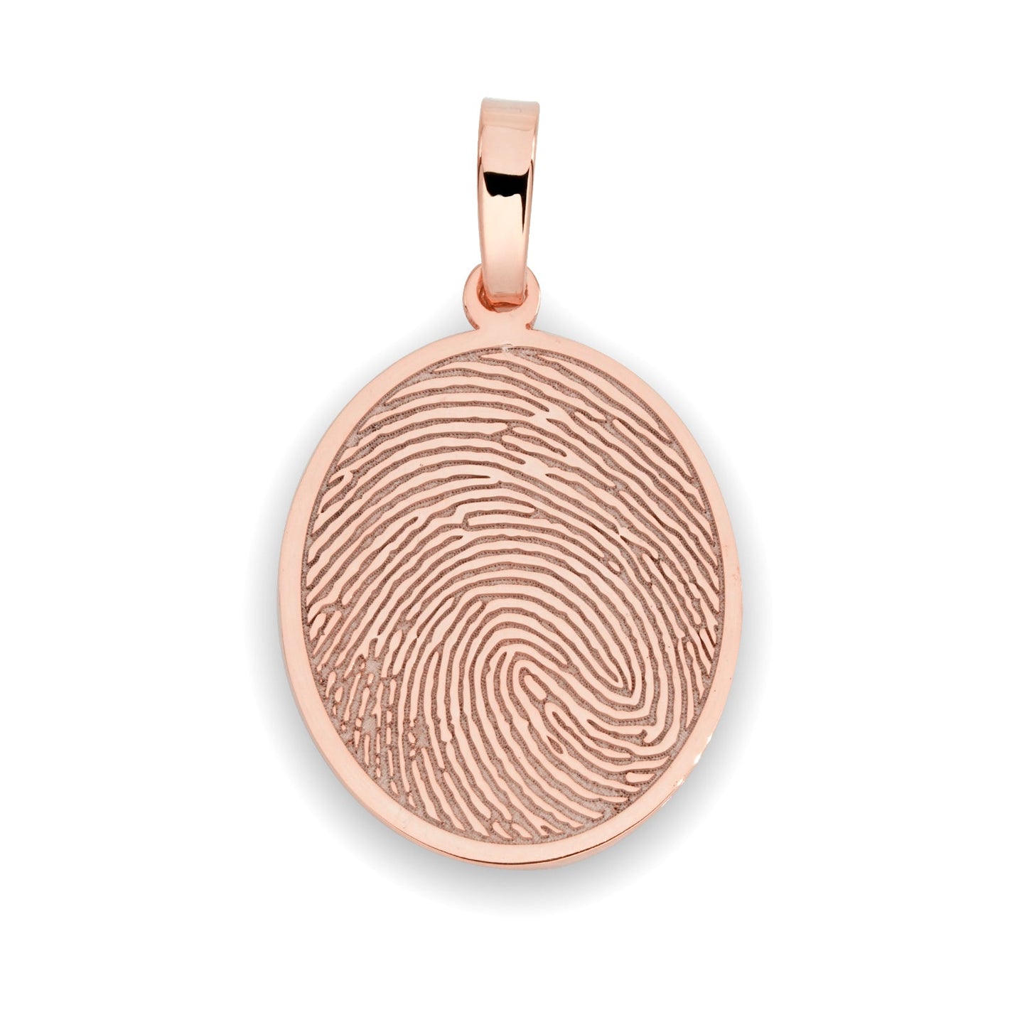 Custom Bezelled Fingerprint Oval Pendant in 14K Gold