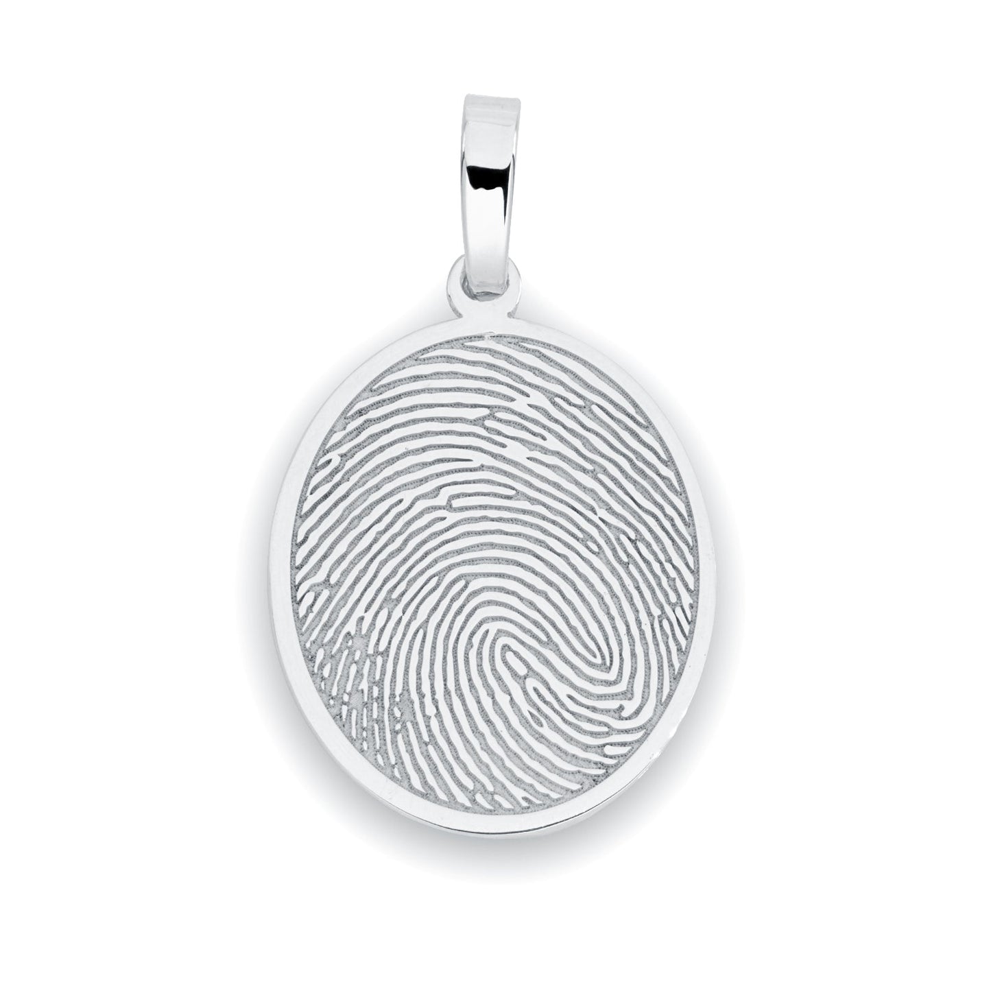 Custom Bezelled Fingerprint Oval Pendant in 14K Gold