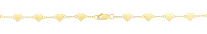 14K Gold Mirrored Chain Heart Station Necklace with Lobster Clasp