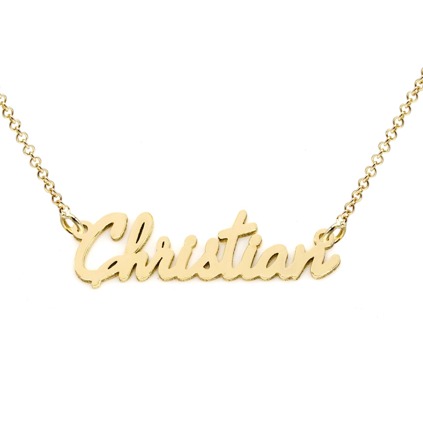 14kt. Gold Freestyle Script Name Necklace | High Polish