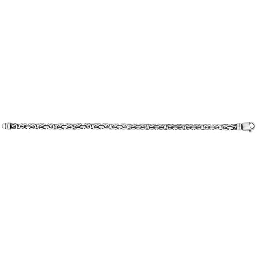 Men's Sterling Silver Gunmetal Finish Byzantine Chain with Lobster Clasp