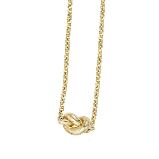 14K Gold Polished Puffed Love Knot Charm Necklace