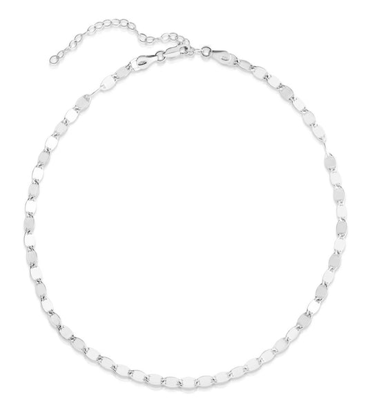 Sterling Silver Marina Link Choker Necklace with Lobster Clasp