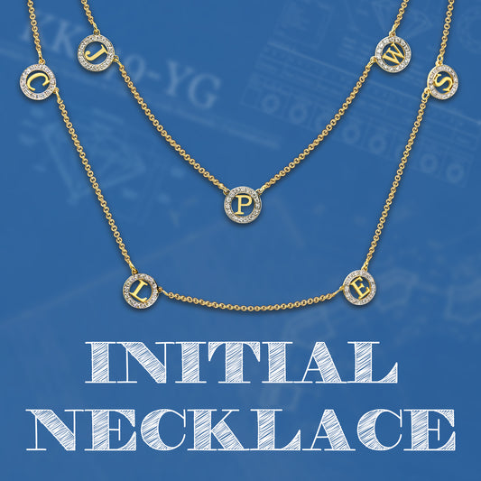 Multi-Initials Station Necklace in 14K Gold with Diamonds | Customizable