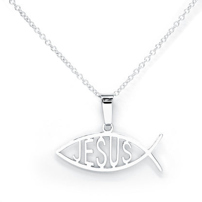 Jesus Fish Pendant in 14K Gold | Ichthys Charm