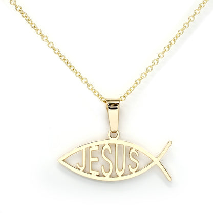 Jesus Fish Pendant in 14K Gold | Ichthys Charm