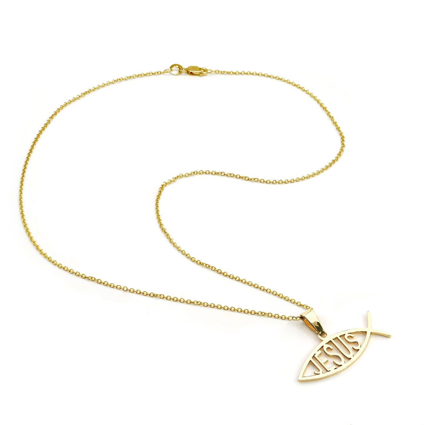 Jesus Fish Pendant in 14K Gold | Ichthys Charm