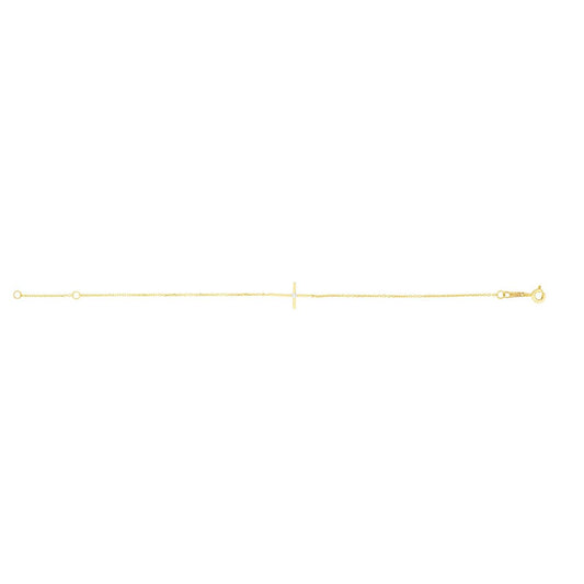 14K Gold Children's CZ Side Cross Bracelet