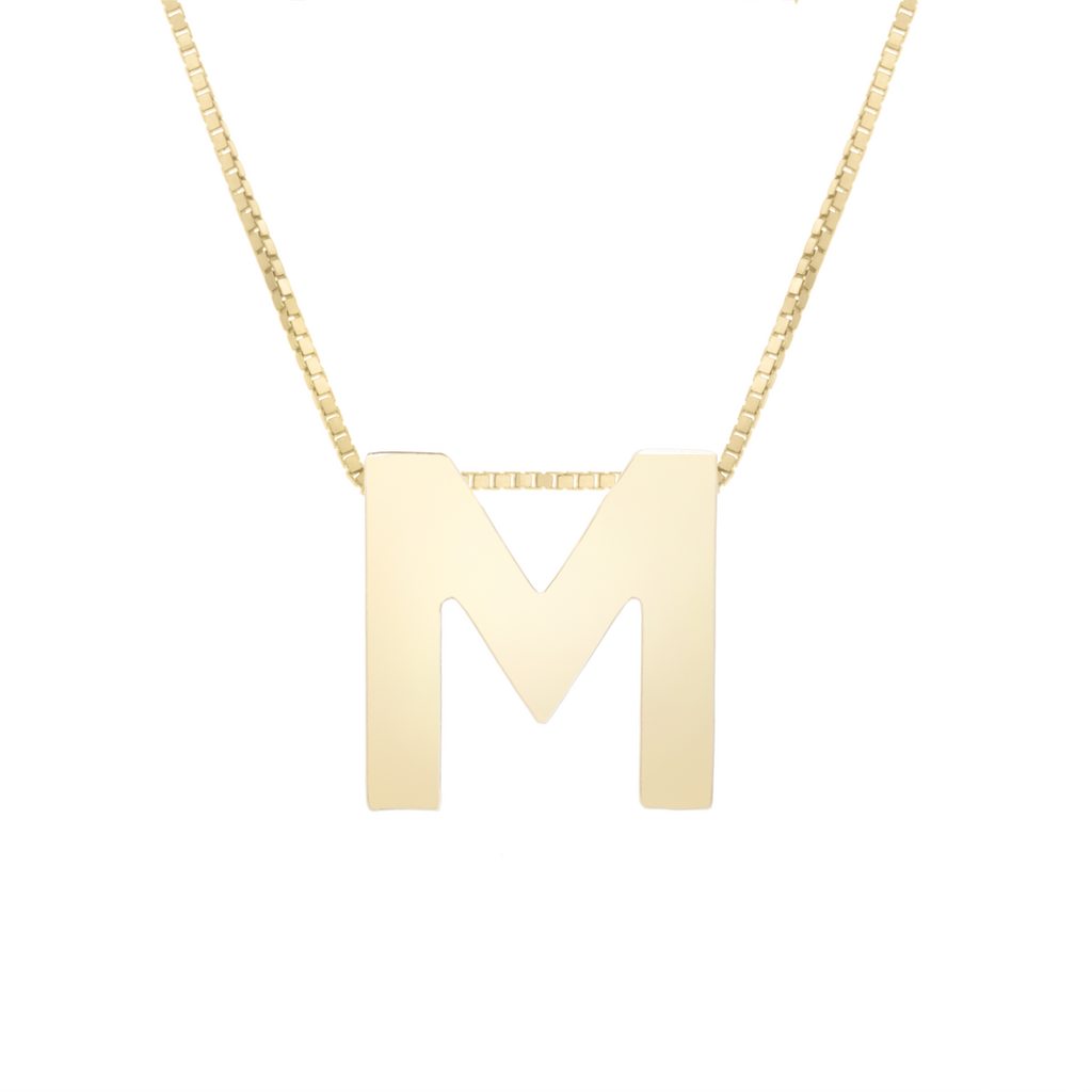 14K Gold Yours Truly Block Letter Initial Letter Necklace