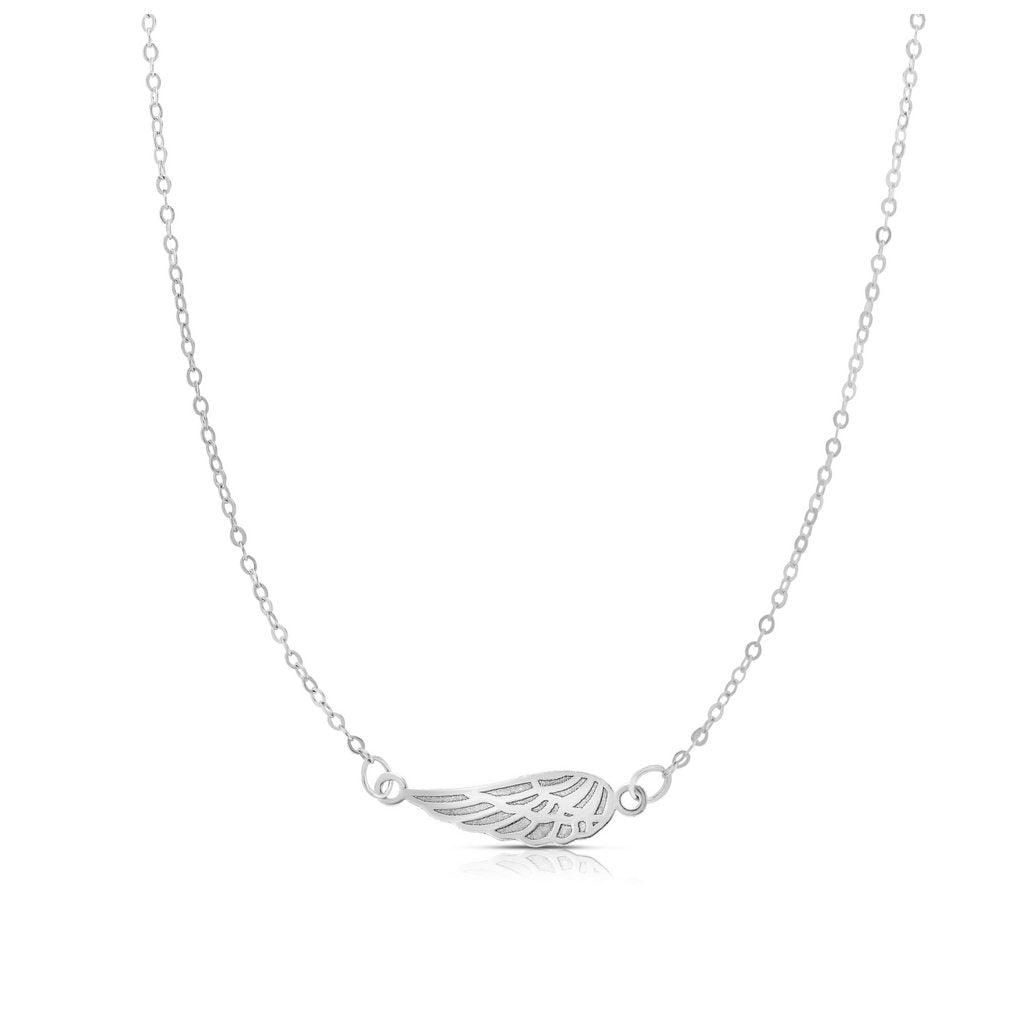 14K Gold Angel Wing Charm Pendant Necklace
