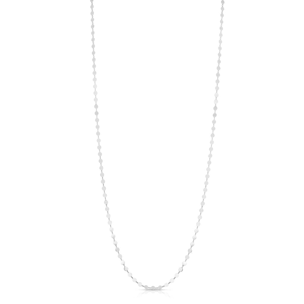 Sterling Silver Mirror Link Single Strand Long Necklace with Lobster Clasp