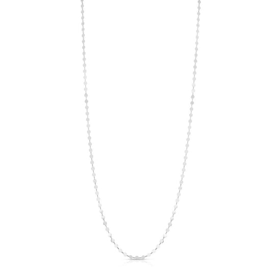 Sterling Silver Mirror Link Single Strand Long Necklace with Lobster Clasp