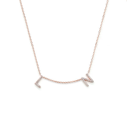 Custom 14K Gold and Diamond Pave Multi-Initials Station Necklace