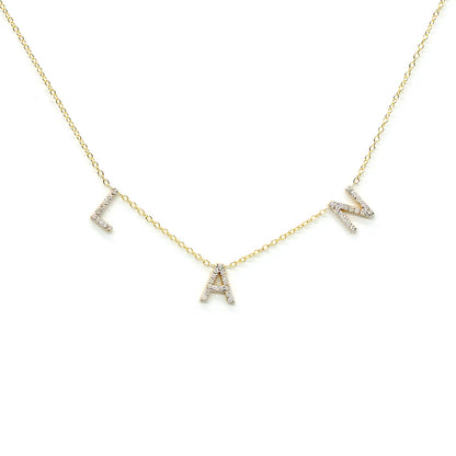 Custom 14K Gold and Diamond Pave Multi-Initials Station Necklace