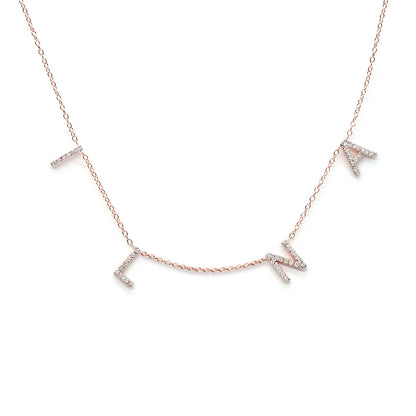 Custom 14K Gold and Diamond Pave Multi-Initials Station Necklace