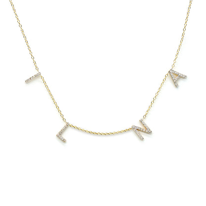 Custom 14K Gold and Diamond Pave Multi-Initials Station Necklace