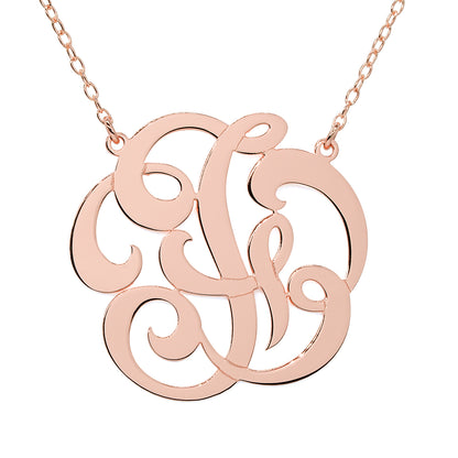 Custom 14k Yellow Gold Script Monogram Necklace