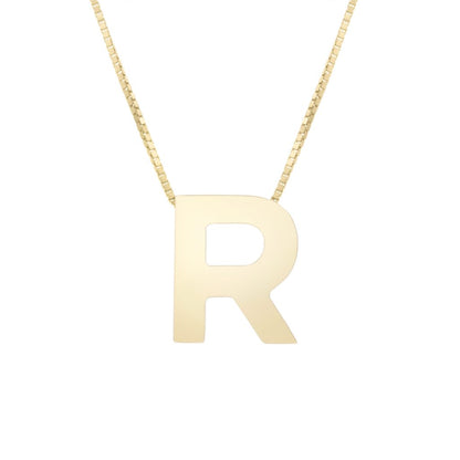 14K Gold Yours Truly Block Letter Initial Letter Necklace