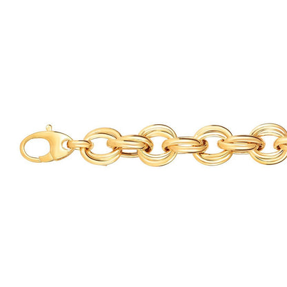 14K Gold Polished Round Double Link Bracelet